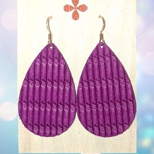 Vibrant Purple Textured Teardrop Earrings